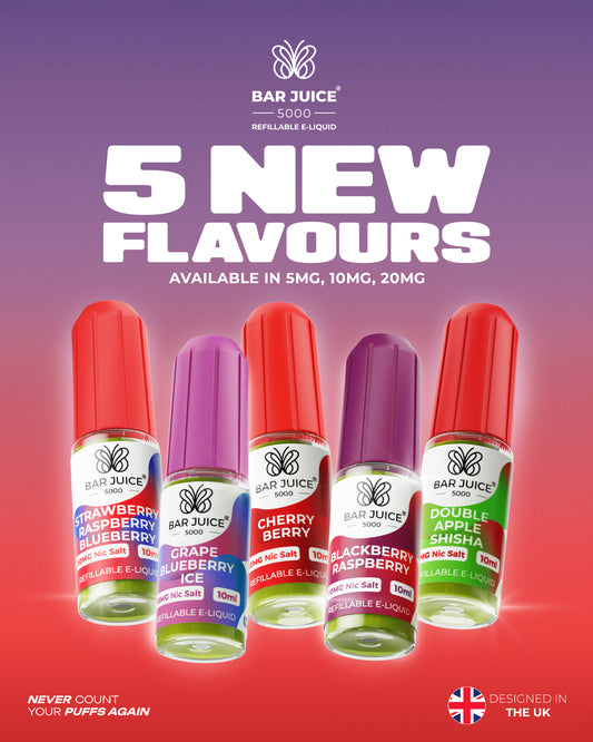 *NEW* All 5 new flavours in 5mg, 10mg and 20mg + FREE Tester Station